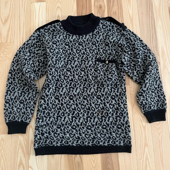 Vintage Black and Grey Leopard Print Sweater - Picture 1 of 3